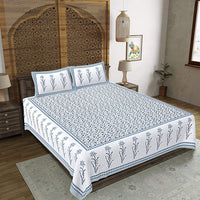 Thumbnail for rudra-bazaar-grey-210-tc-cotton-double-king-bedsheet-with-2-pillow-cover