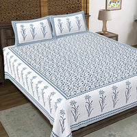 Thumbnail for Rudra Bazaar Grey 210 TC Cotton Double King Bedsheet With 2 Pillow Covers