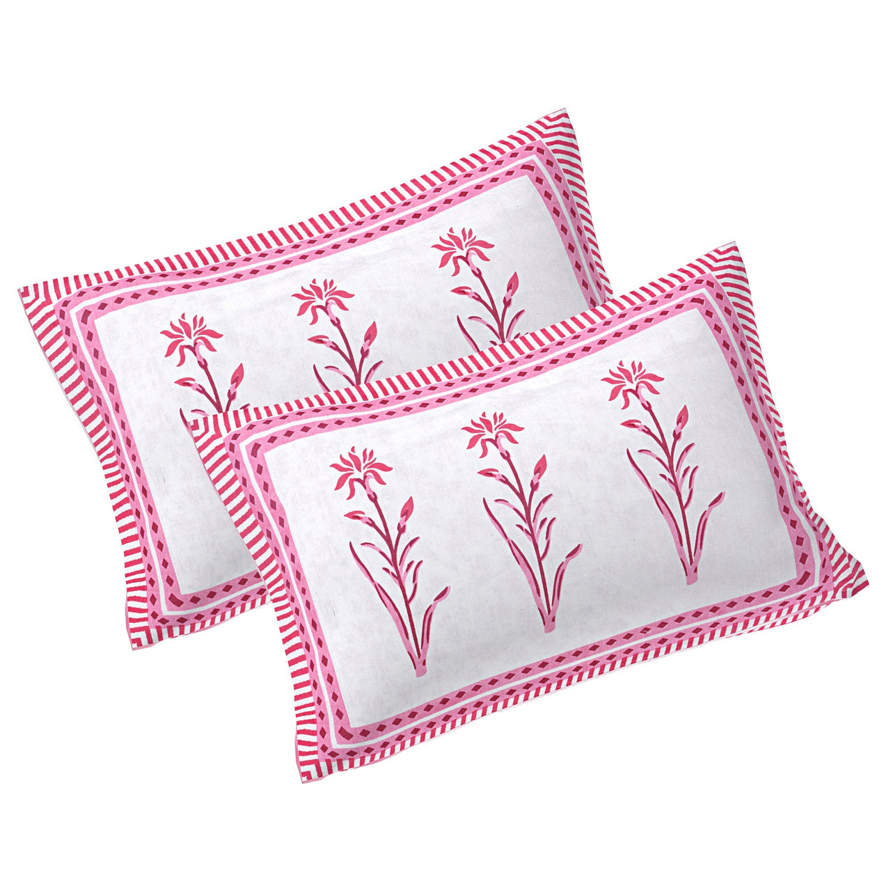 Rudra Bazaar Pink 210 TC Cotton Double King Bedsheet With 2 Pillow Covers