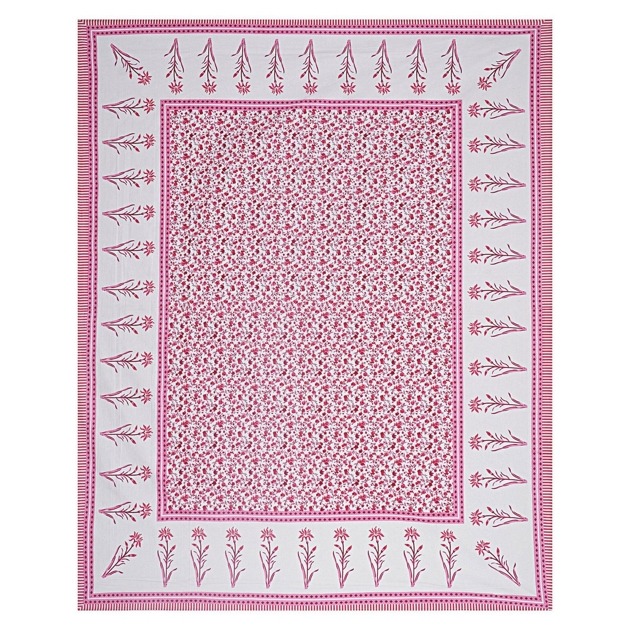 Rudra Bazaar Pink 210 TC Cotton Double King Bedsheet With 2 Pillow Covers