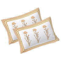 Thumbnail for Rudra Bazaar Yellow 210 TC Cotton Double King Bedsheet With 2 Pillow Covers