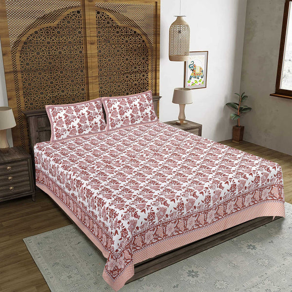 rudra-bazaar-sea-green-210-tc-cotton-double-king-bedsheet-with-2-pillow-cover