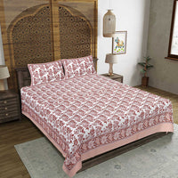 Thumbnail for rudra-bazaar-sea-green-210-tc-cotton-double-king-bedsheet-with-2-pillow-cover