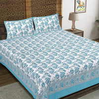 Thumbnail for Rudra Bazaar Pink 210 TC Cotton Double King Bedsheet With 2 Pillow Covers