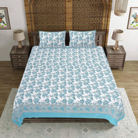 Thumbnail for Rudra Bazaar Pink 210 TC Cotton Double King Bedsheet With 2 Pillow Covers