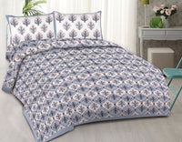 Thumbnail for rudra-bazaar-blue-210-tc-cotton-double-king-bedsheet-with-2-pillow-cover