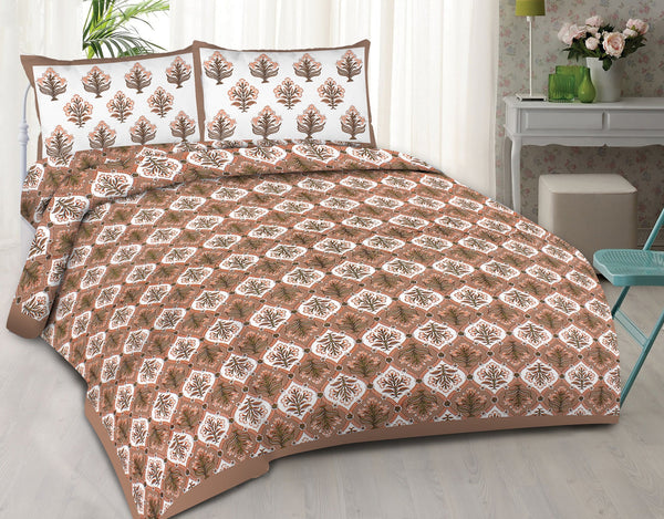 rudra-bazaar-brown-210-tc-cotton-double-king-bedsheet-with-2-pillow-cover