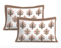 Thumbnail for Rudra Bazaar Brown 210 TC Cotton Double King Bedsheet With 2 Pillow Covers
