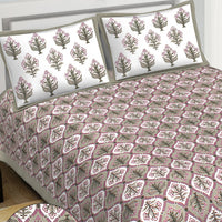 Thumbnail for Rudra Bazaar Grey 210 TC Cotton Double King Bedsheet With 2 Pillow Covers