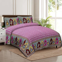 Thumbnail for rudra-bazaar-multicolour-210-tc-cotton-double-king-bedsheet-with-2-pillow-cover