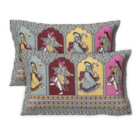 Thumbnail for Rudra Bazaar Multicolour 210 TC Cotton Double King Bedsheet With 2 Pillow Covers