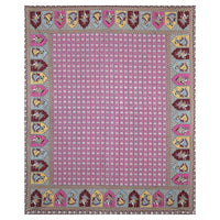Thumbnail for Rudra Bazaar Multicolour 210 TC Cotton Double King Bedsheet With 2 Pillow Covers
