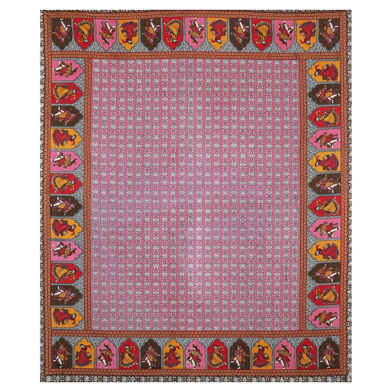Rudra Bazaar Multicolour 210 TC Cotton Double King Bedsheet With 2 Pillow Covers