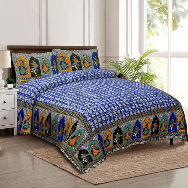 rudra-bazaar-multicolour-210-tc-cotton-double-king-bedsheet-with-2-pillow-cover