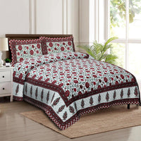 Thumbnail for rudra-bazaar-multicolour-210-tc-cotton-double-king-bedsheet-with-2-pillow-cover