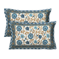 Thumbnail for Rudra Bazaar Multicolour 210 TC Cotton Double King Bedsheet With 2 Pillow Covers
