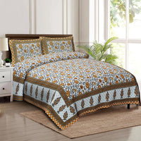 Thumbnail for rudra-bazaar-multicolour-210-tc-cotton-double-king-bedsheet-with-2-pillow-cover