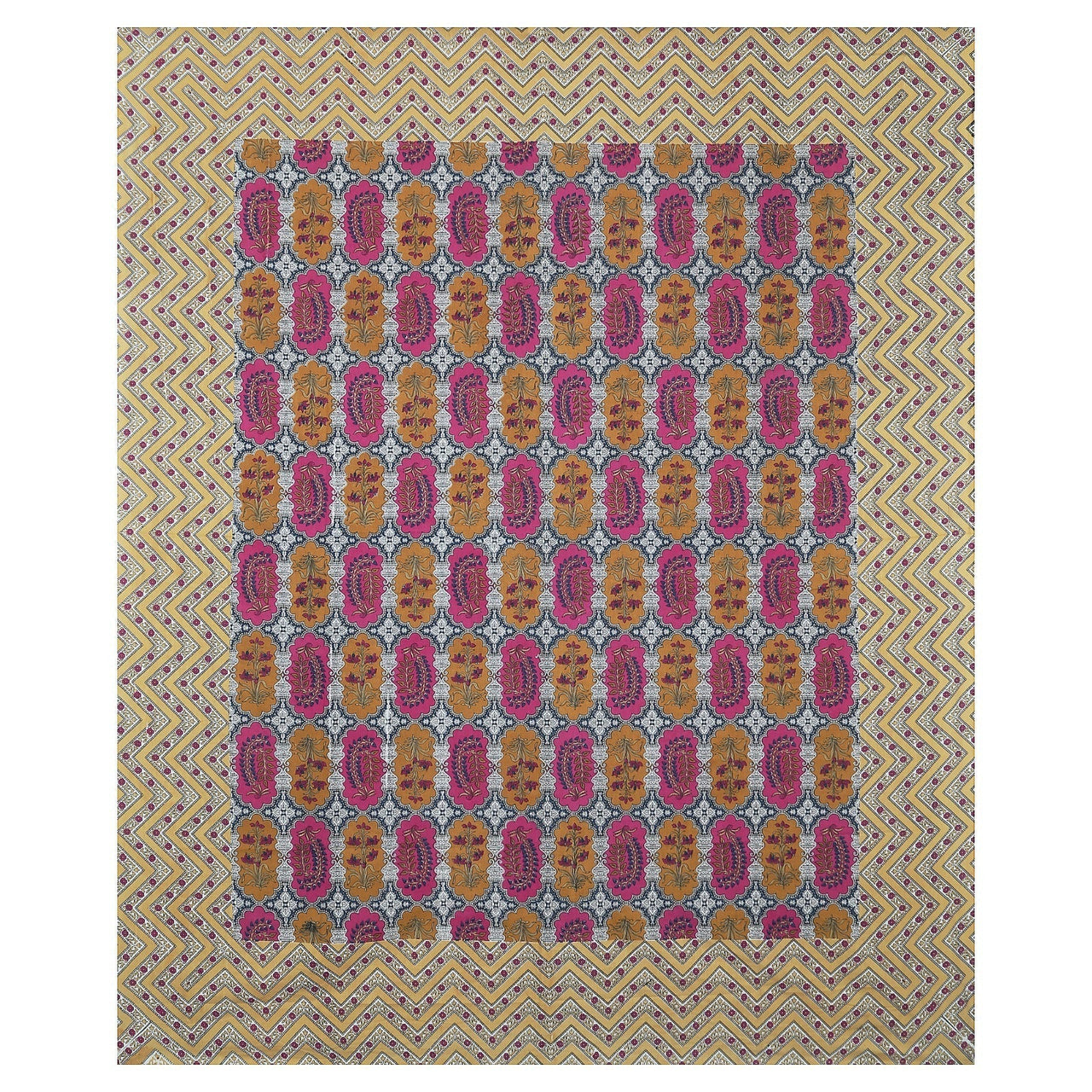 Rudra Bazaar Multicolour 210 TC Cotton Double King Bedsheet With 2 Pillow Covers