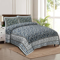 Thumbnail for rudra-bazaar-multicolour-210-tc-cotton-double-king-bedsheet-with-2-pillow-cover
