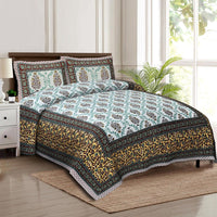 Thumbnail for rudra-bazaar-multicolour-210-tc-cotton-double-king-bedsheet-with-2-pillow-cover