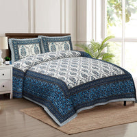 Thumbnail for rudra-bazaar-multicolour-210-tc-cotton-double-king-bedsheet-with-2-pillow-cover