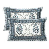 Thumbnail for Rudra Bazaar Multicolour 210 TC Cotton Double King Bedsheet With 2 Pillow Covers