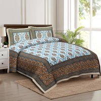 Thumbnail for rudra-bazaar-multicolour-210-tc-cotton-double-king-bedsheet-with-2-pillow-cover