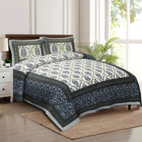Thumbnail for rudra-bazaar-multicolour-210-tc-cotton-double-king-bedsheet-with-2-pillow-cover