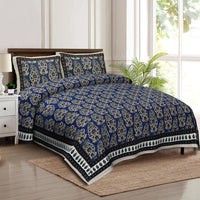 Thumbnail for rudra-bazaar-multicolour-210-tc-cotton-double-king-bedsheet-with-2-pillow-cover