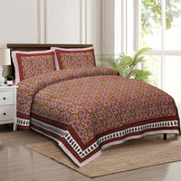 Thumbnail for rudra-bazaar-multicolour-210-tc-cotton-double-king-bedsheet-with-2-pillow-cover