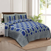 Thumbnail for rudra-bazaar-multicolour-210-tc-cotton-double-king-bedsheet-with-2-pillow-cover
