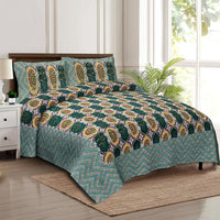 Thumbnail for rudra-bazaar-multicolour-210-tc-cotton-double-king-bedsheet-with-2-pillow-cover