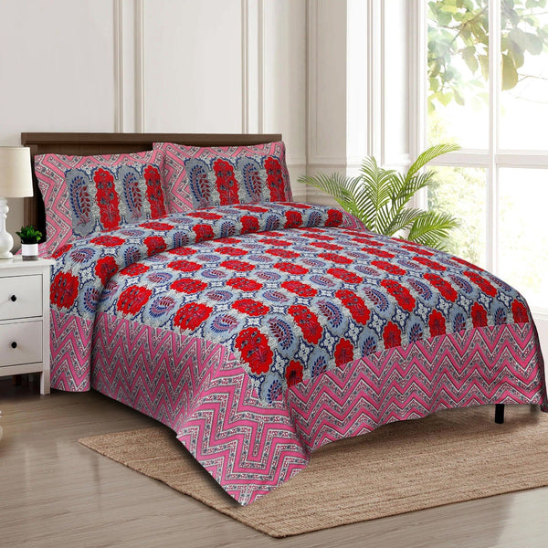 rudra-bazaar-multicolour-210-tc-cotton-double-king-bedsheet-with-2-pillow-cover