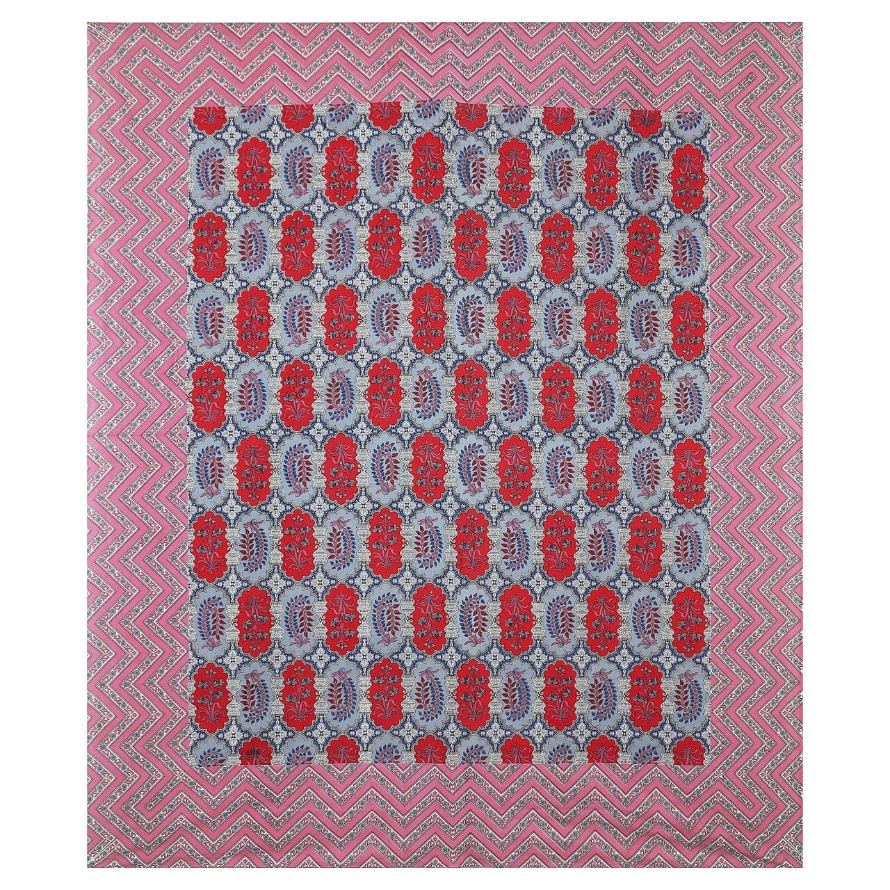 Rudra Bazaar Multicolour 210 TC Cotton Double King Bedsheet With 2 Pillow Covers