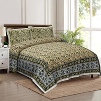 Thumbnail for rudra-bazaar-multicolour-210-tc-cotton-double-king-bedsheet-with-2-pillow-cover