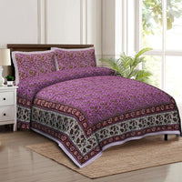 Thumbnail for rudra-bazaar-multicolour-210-tc-cotton-double-king-bedsheet-with-2-pillow-cover