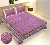 Thumbnail for Rudra Bazaar Multicolour 210 TC Cotton Double King Bedsheet With 2 Pillow Covers