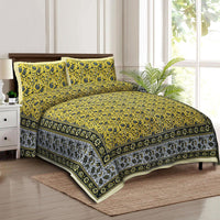 Thumbnail for rudra-bazaar-multicolour-210-tc-cotton-double-king-bedsheet-with-2-pillow-cover