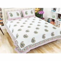 Thumbnail for paisley-hand-block-printed-double-90x108-inches-bedspread-with-2-pillow-cover