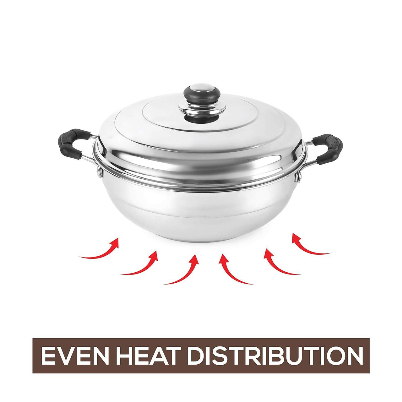 Cello Stainless Steel Induction Base Idli Cooker (Idly Maker) And Multi Kadhai With 6 Plates