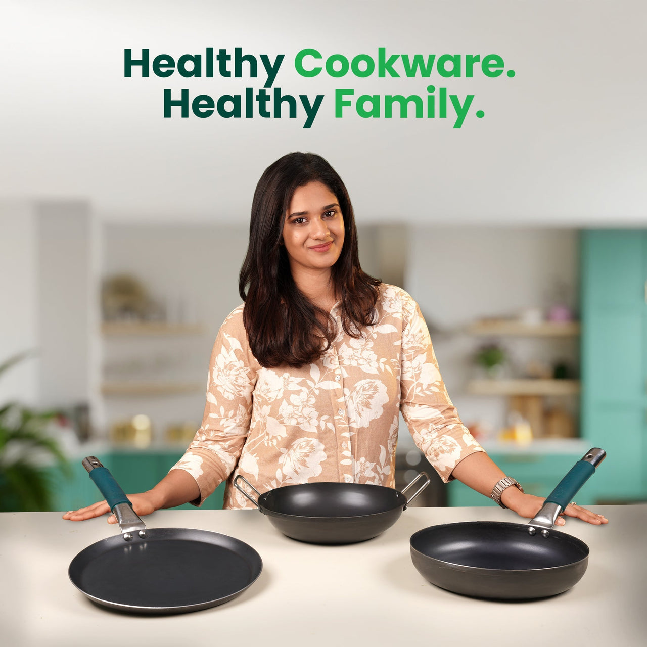 The Indus Valley 100% Pure Iron Cookware Set: Tawa+ Fry Pan+ Wok, Toxin
