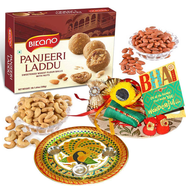bikano-panjeeri-laddoo-and-dryfruits-rakhi-puja-thal