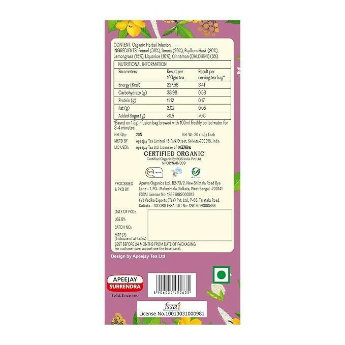 Flurys Slim Tea â Detoxing Organic Herbal Tea with Fennel