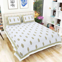 Thumbnail for premium-hand-block-printed-rajasthani-double-bedsheet-bedspread-with-2-pillow-cover