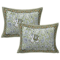 Thumbnail for Rudra Bazaar Green 210 TC Cotton Double King Bedsheet With 2 Pillow Covers