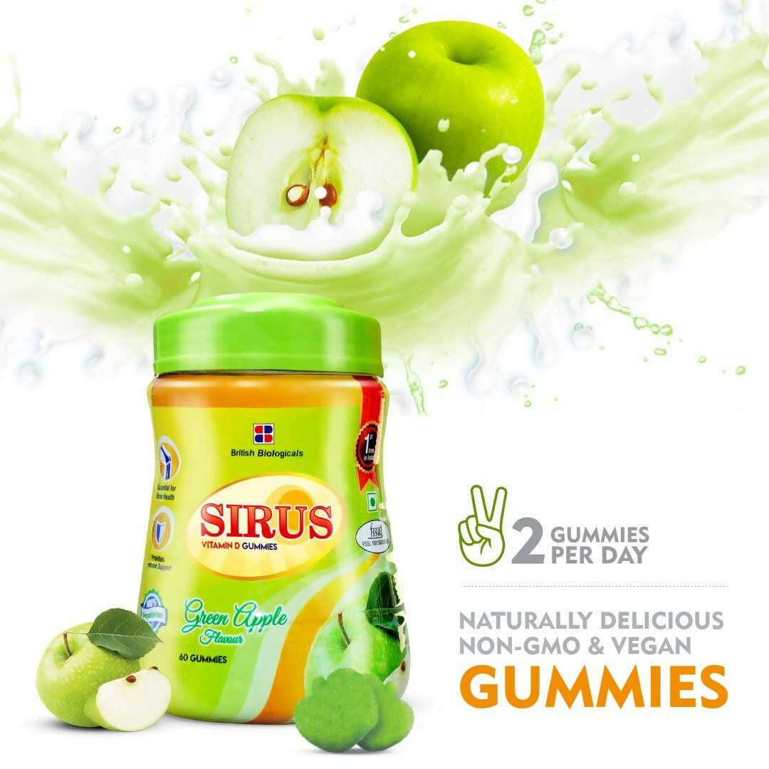 British Biologicals Sirus Vitamin D3 Gummies with Sugar for Women & Men