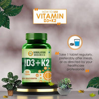 Thumbnail for Himalayan Organics Vitamin D3 + K2 Promote Healthy Bones Nutraceutical Tablets