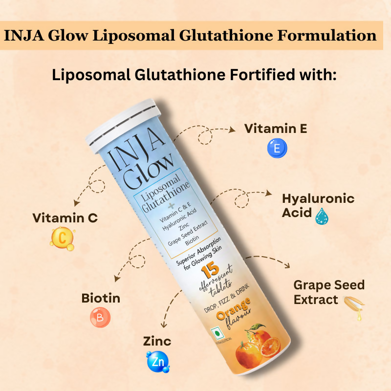 Inja Glow Liposomal Glutathione Drop Fizz & Drink Effervescent Tablets