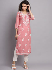 Thumbnail for floral-embroidered-straight-kurta