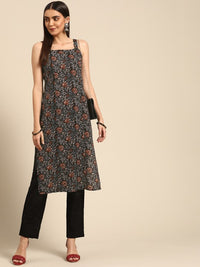 Thumbnail for Women Pink & Magenta Printed Strappy Straight Kurta